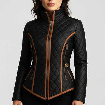 Women’s Slim-Fit Quilted Jacket with Contrast Edging