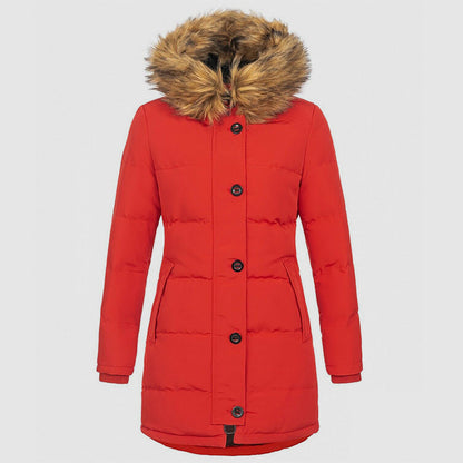 Women’s Slim-Fit Winter Parka with Faux-Fur Hood