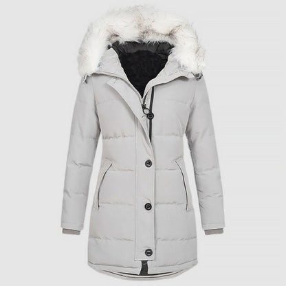 Women’s Slim-Fit Winter Parka with Faux-Fur Hood