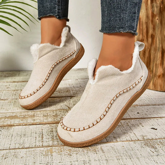 Women’s Slip-On Faux Suede Boots with Plush Lining