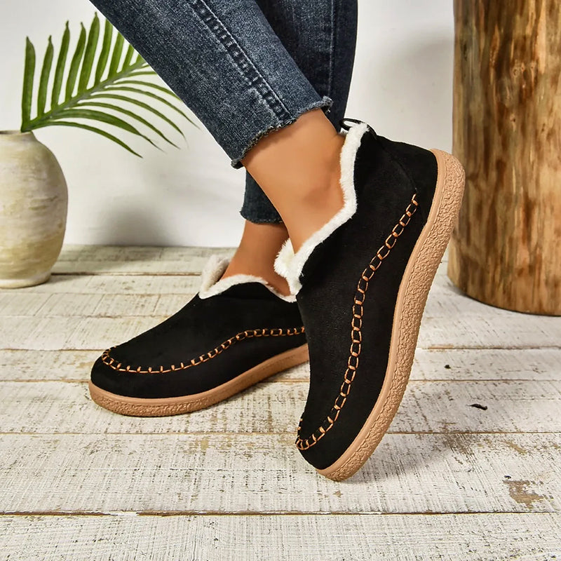 Women’s Slip-On Faux Suede Boots with Plush Lining