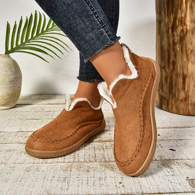 Women’s Slip-On Faux Suede Boots with Plush Lining