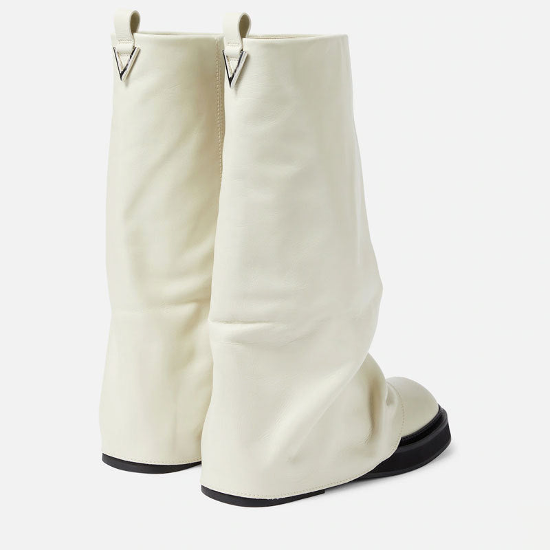Women’s Slouch Boots with Wide Shaft and Flat Sole
