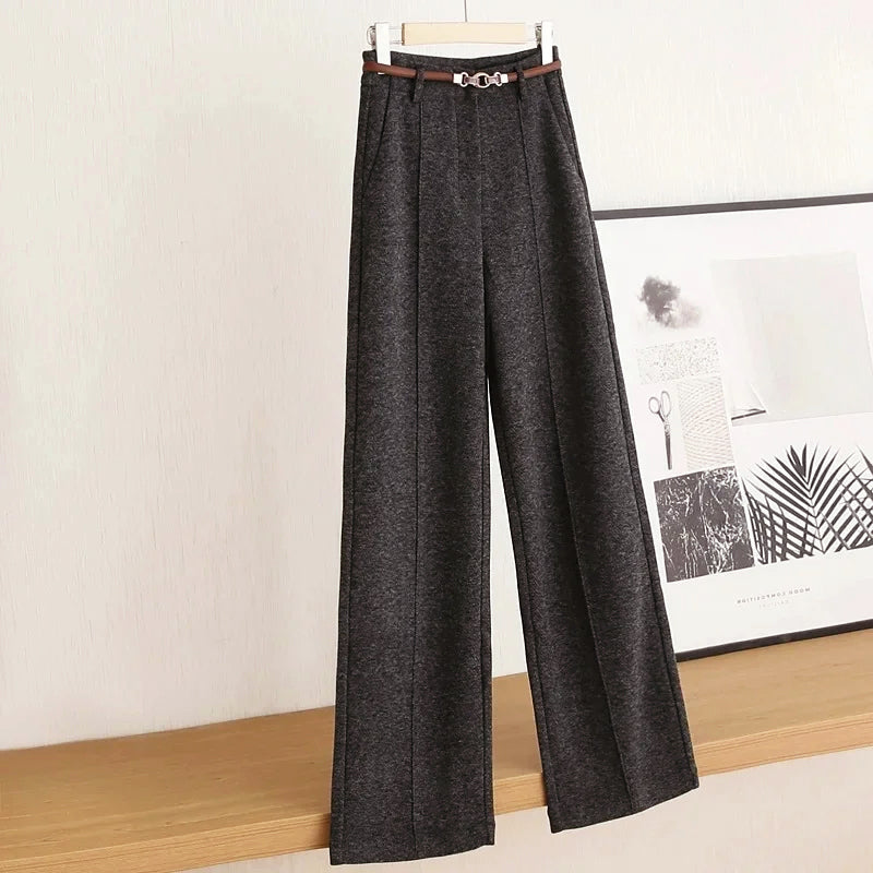 Women’s Thick Wool-Look Wide-Leg Pants