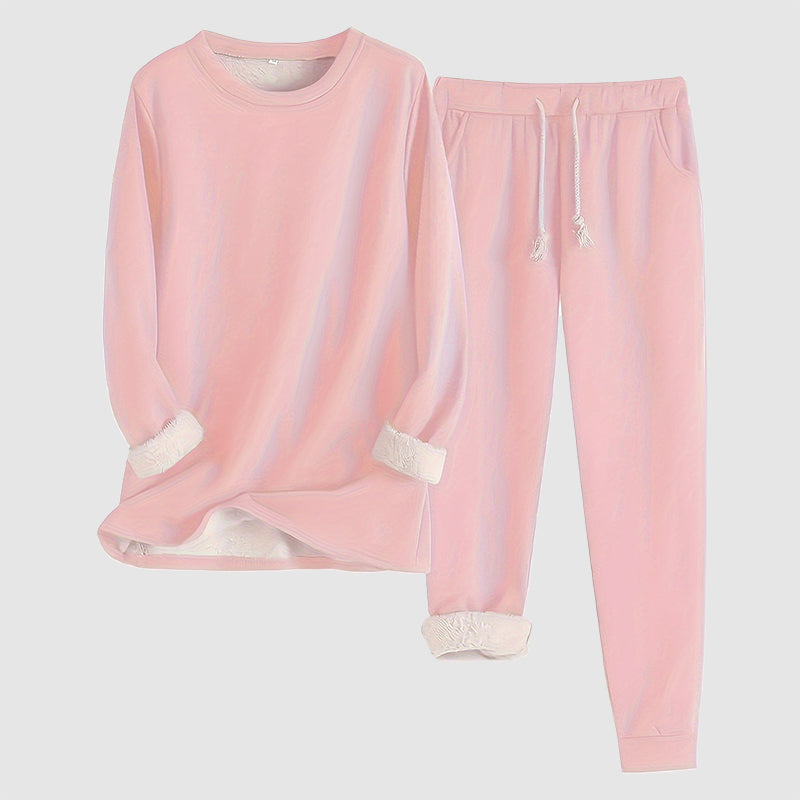 Women’s Two-Piece Homewear Set with Fleece Lining