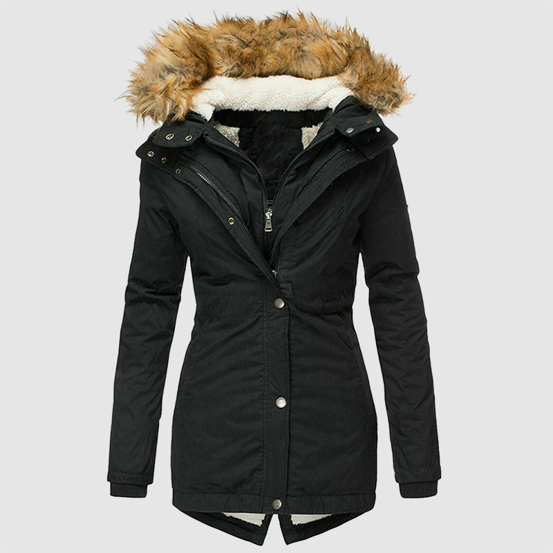 Women’s Winter Parka with Faux-Fur Hood and Inner Fleece Lining