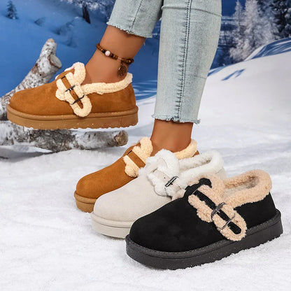 Women’s Winter Sherpa-Lined Suede Slip-On Shoes