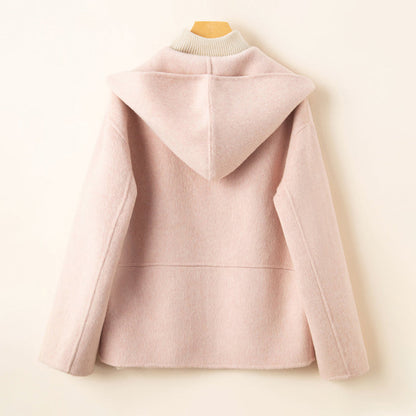 Women’s Wool Hooded Coat with Zip Closure