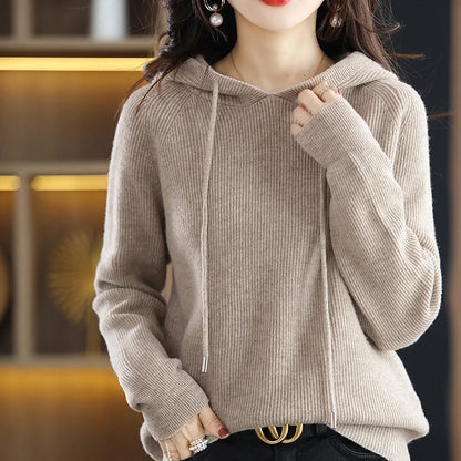 Women’s Hooded Cashmere Wool Knit Sweater