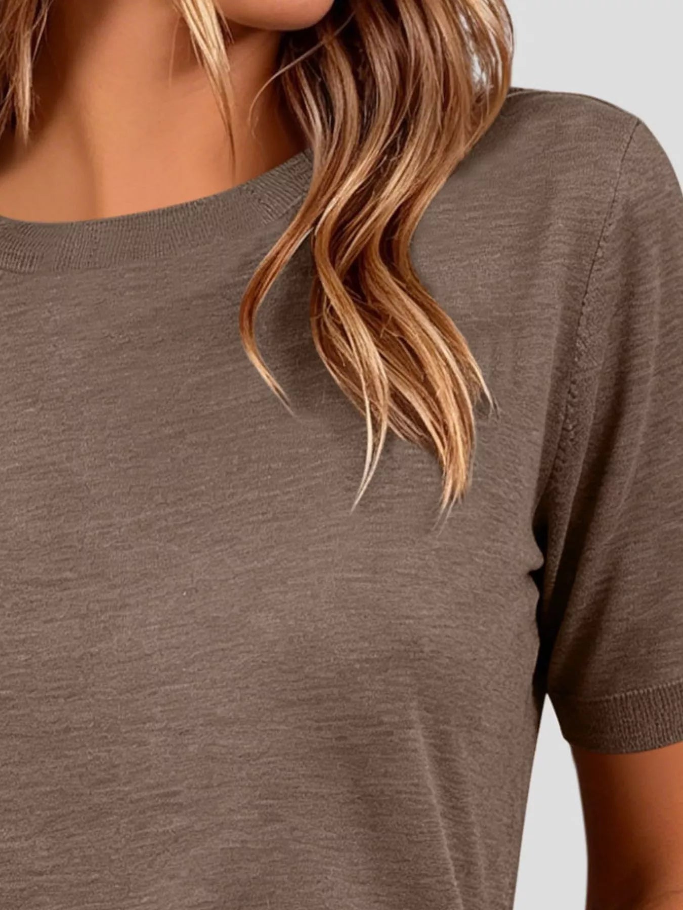 Classic Crew Neck Short Sleeve Knit Top