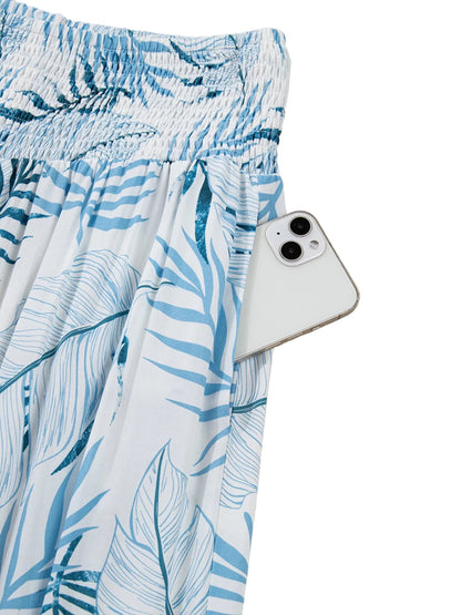 Tropical Wide Leg Pants | Shirred Waist Women’s Style