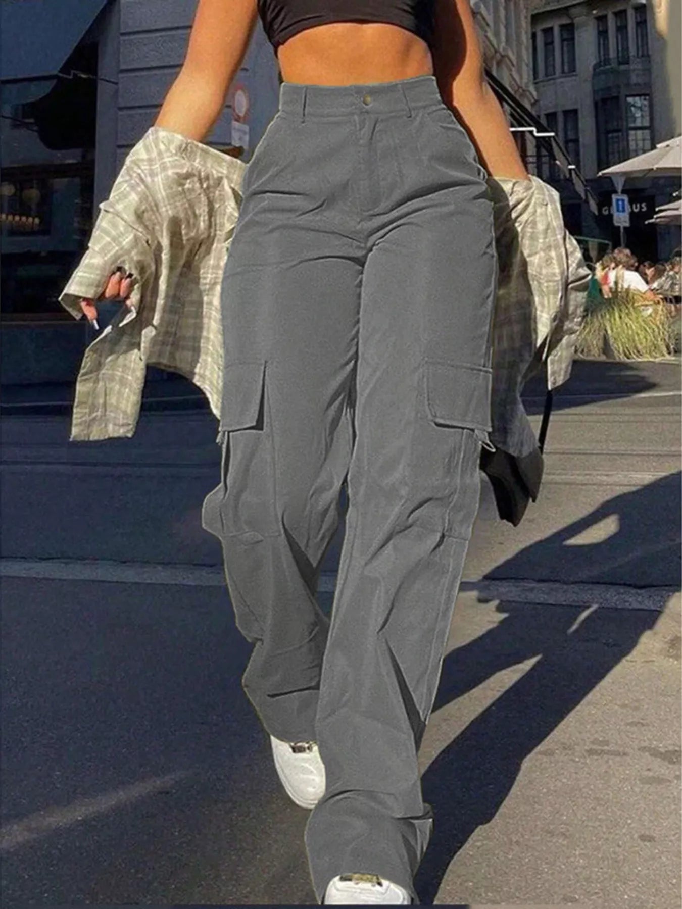 Full Size High-Waisted Cargo Pants Plus Size