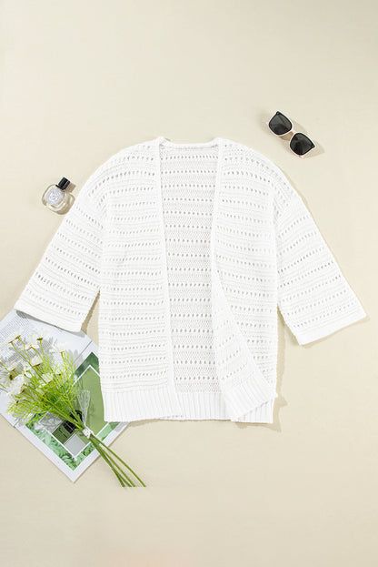 Blue Zone Planet | Openwork Open Front Long Sleeve Cardigan