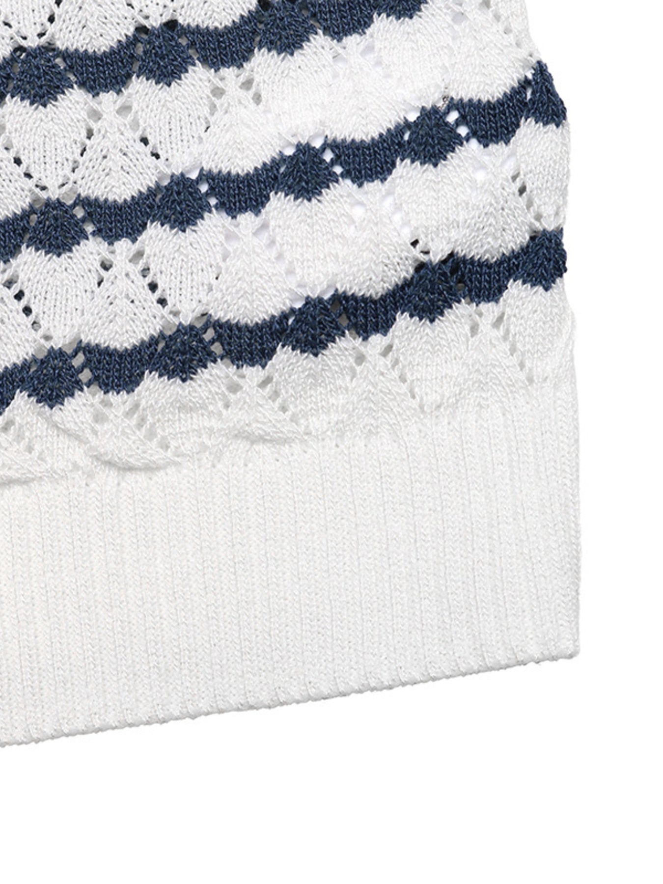 Striped Button Detail Short Sleeve Knit Top