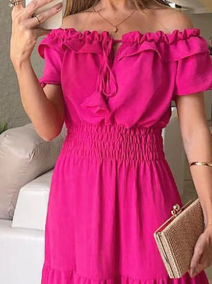 Off-Shoulder Ruffled Tiered Maxi Dress