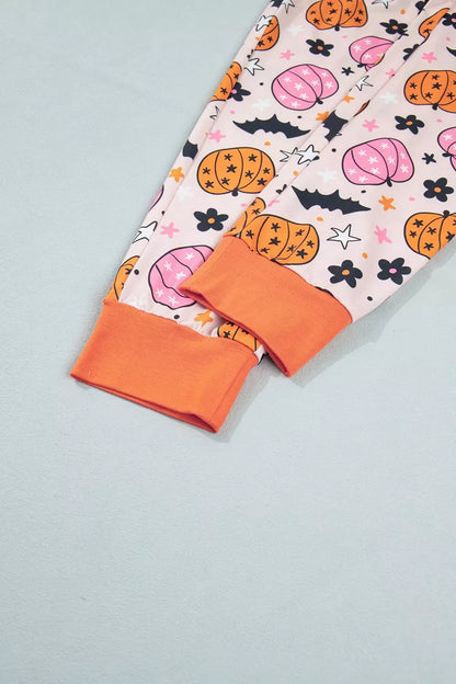 Halloween Pumpkin Print Long Sleeve Home Wear Lounge Set