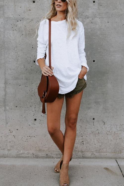 Rosiedress Solid Long Sleeves Cozy T-shirt