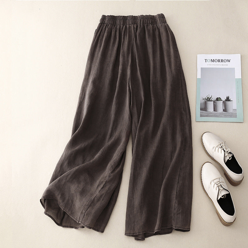 Retro thin and elegant double-layer cropped pants