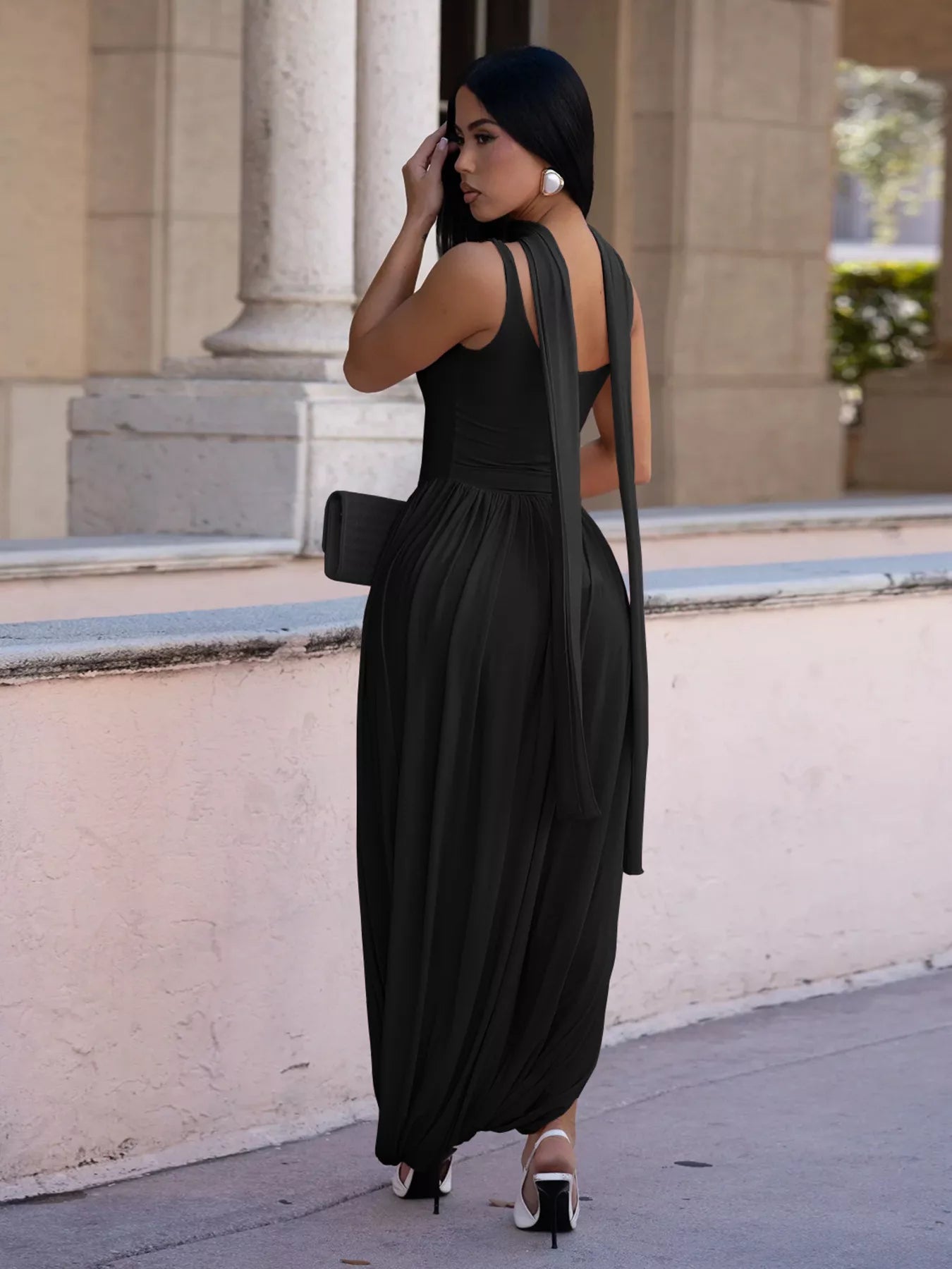 Tina's Scoop Neck Slit Maxi Dress