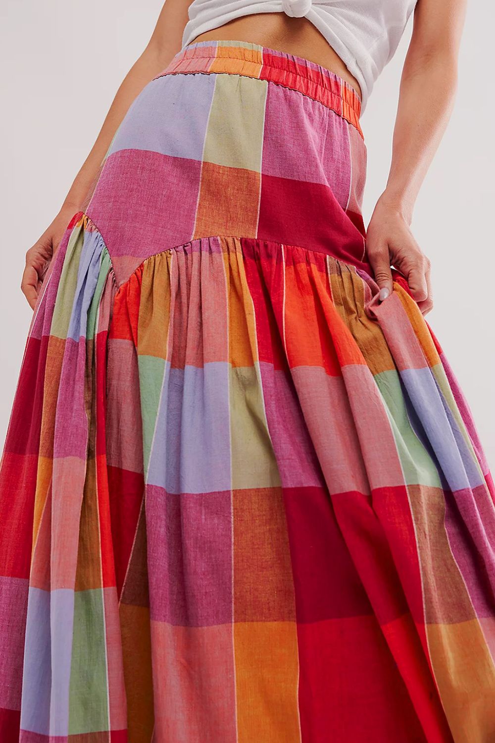 Blue Zone Planet | Color Block Elastic Waist Maxi Skirt