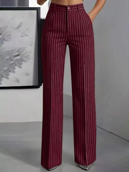 High-Waisted Striped Wide-Leg Pants for Women