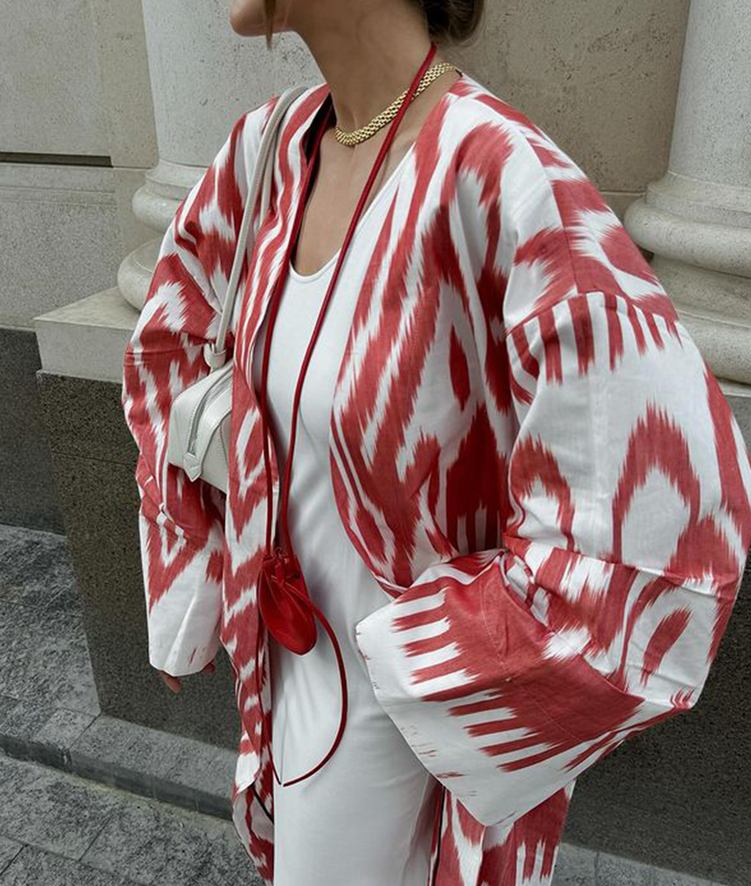 Casual Ethnic Pattern Printing Long Kimono