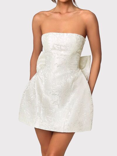 Tina's Lace-Up Sleeveless Satin Mini Dress With Bow