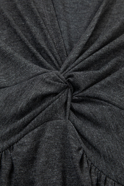 Carbon Grey Twisted Bust V Neck Sleeveless Dress