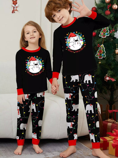 Full Size Family Matching Christmas Pajamas Set with Polar Bear Print Plus Size