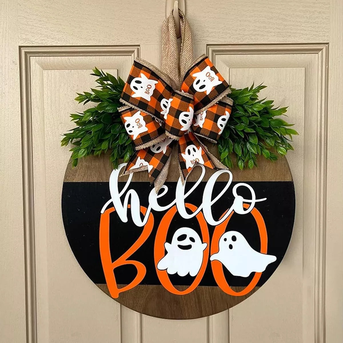 Hello BOO Halloween Decorative Wooden Door Hanger