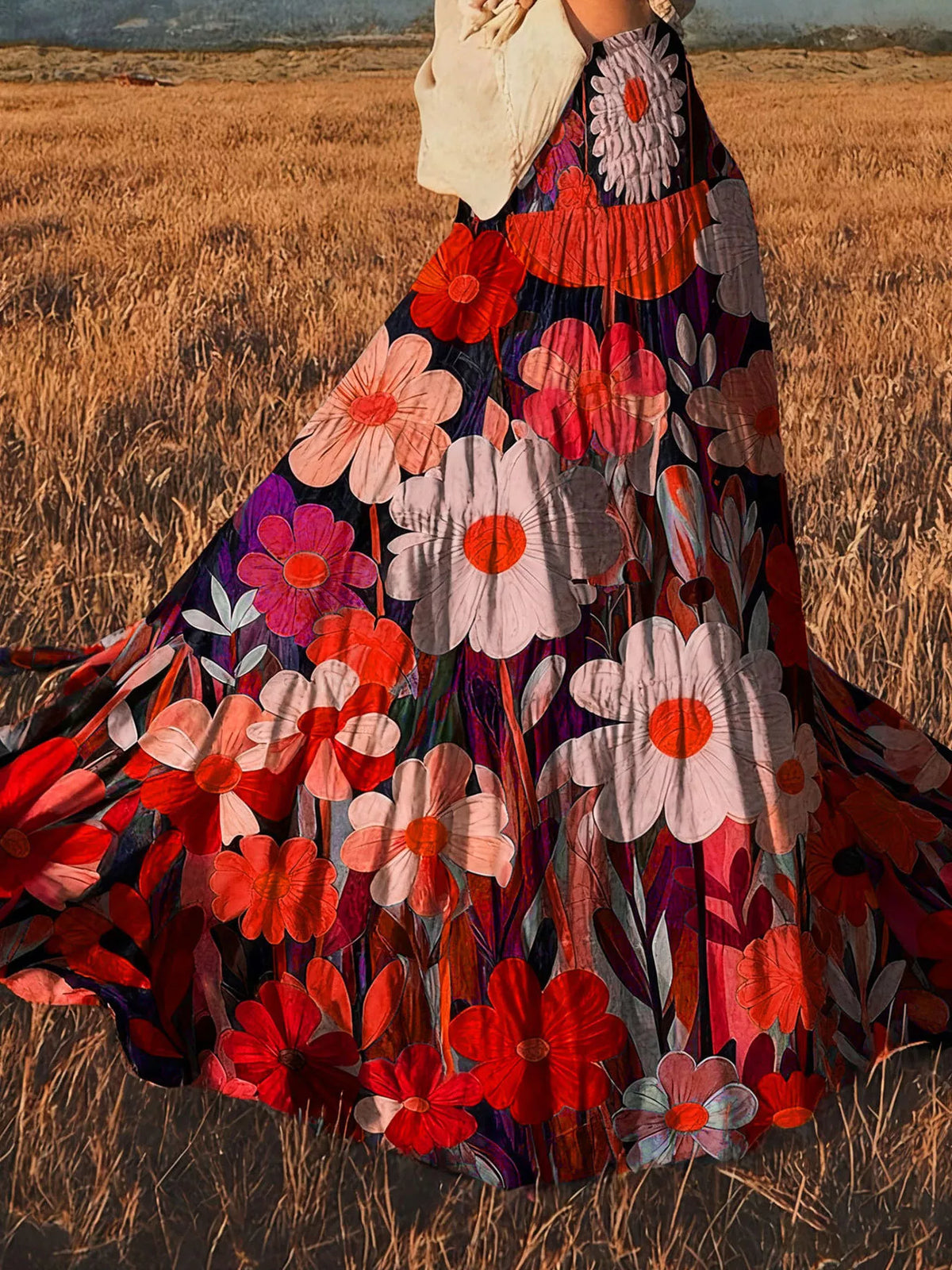 Floral Print High-Waisted Maxi Skirt