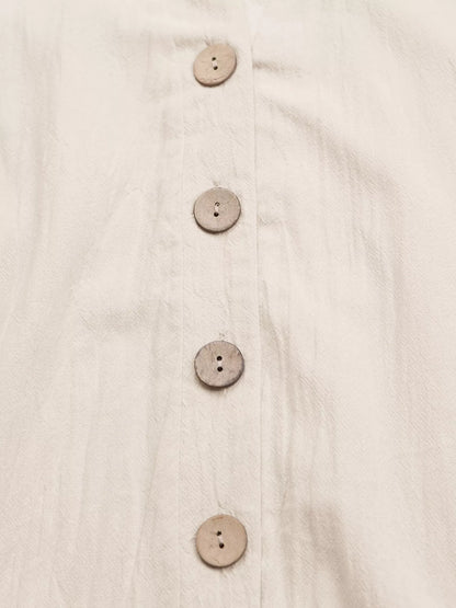 Button-Front Ruffle Hem Mini Dress