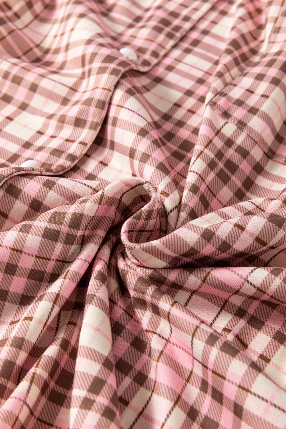 Plaid Patch Pockets Long Sleeve Lounge Set