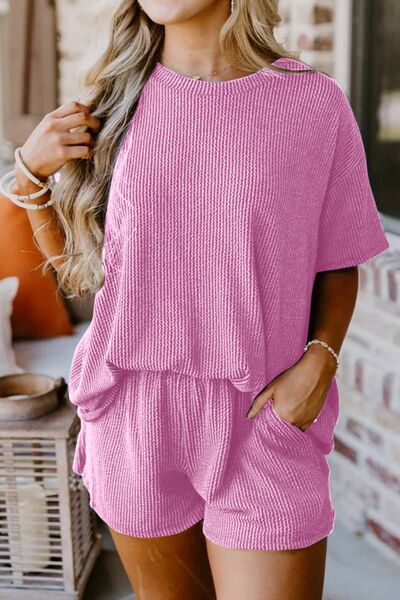 Blue Zone Planet | Round Neck Top and Pocketed Shorts Set