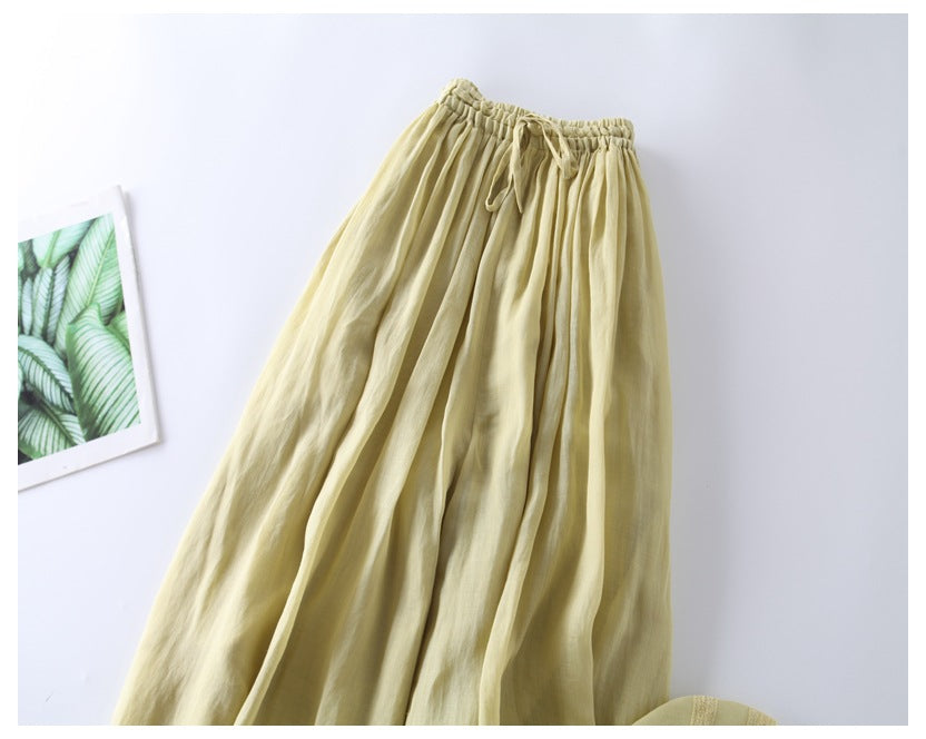 Cotton and linen straight wide-leg retro loose casual pants