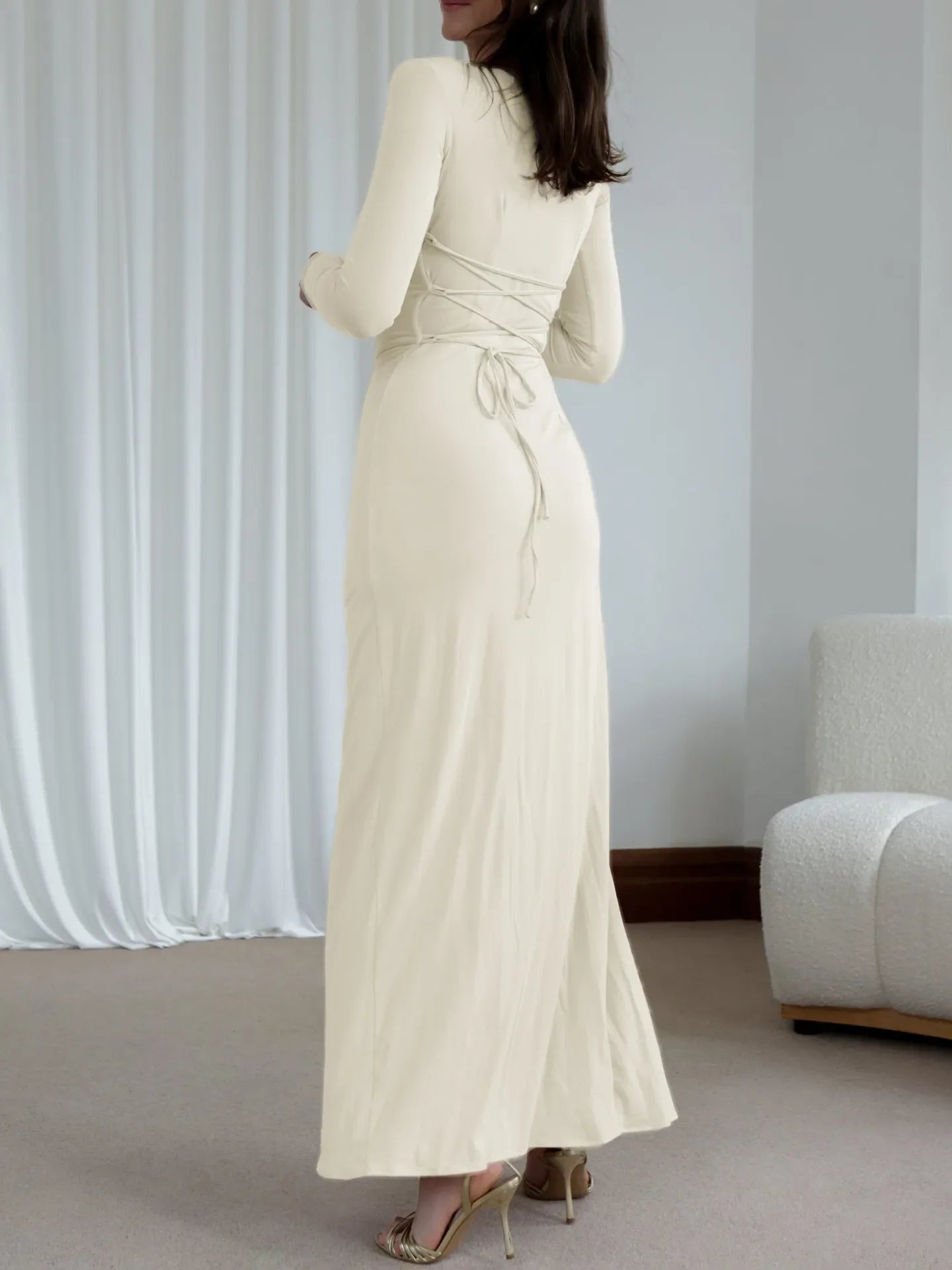Ruched Long Sleeve Maxi Dress