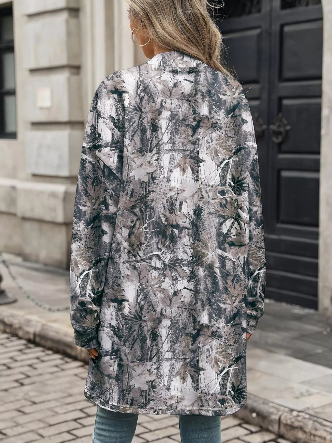Printed Open Front Cardigan