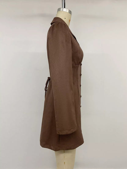 Button-Front Long Sleeve Blazer Dress