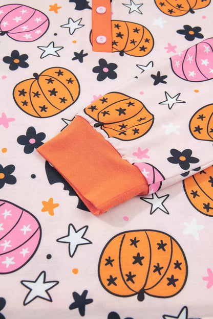Halloween Pumpkin Print Long Sleeve Home Wear Lounge Set