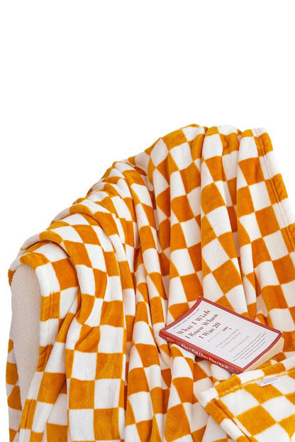 Blue Zone Planet | Black Checkerboard Printed Soft Throw Blanket
