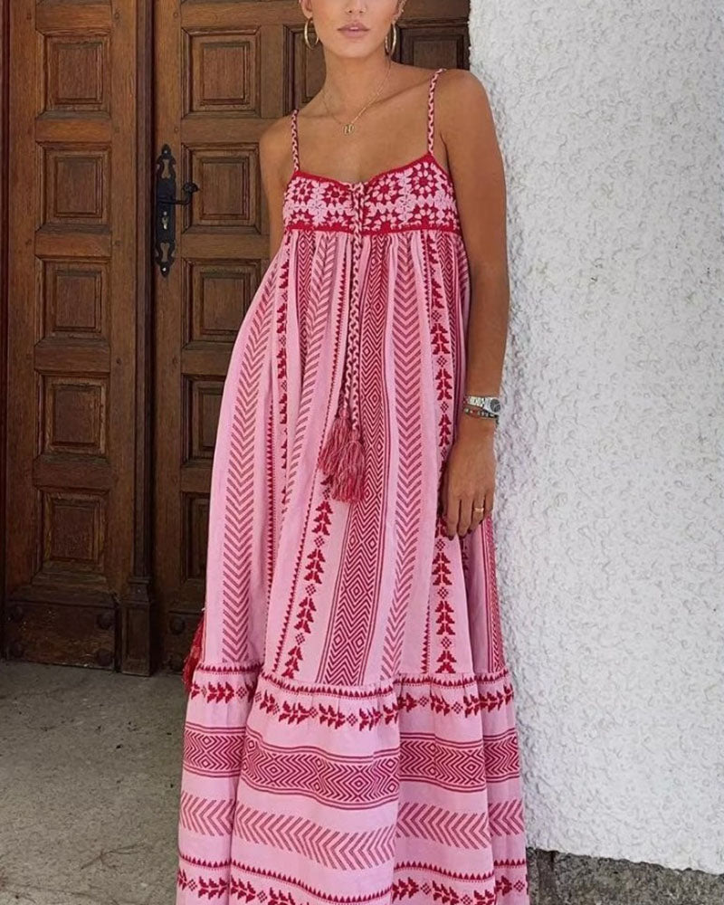 Vacation patchwork knitted slip dress