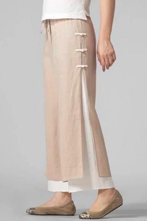 Casual Paneled Wide Leg Pants