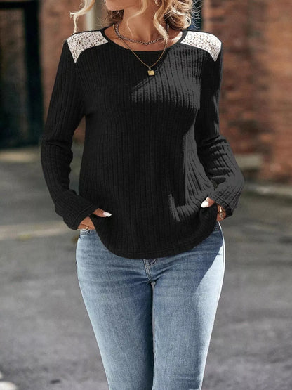 Ribbed Long Sleeve Knit Top