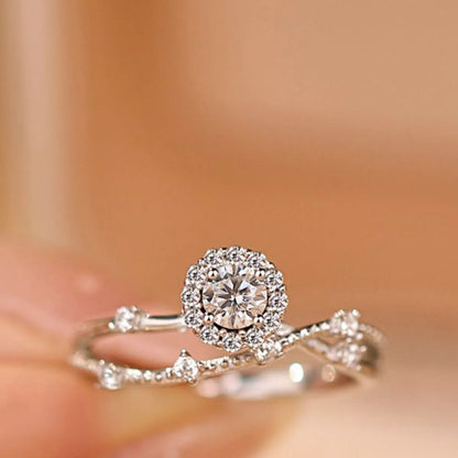 1 Karat 925 Sterling Silber Moissanit Schichtring