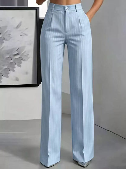 High-Waisted Striped Wide-Leg Pants for Women