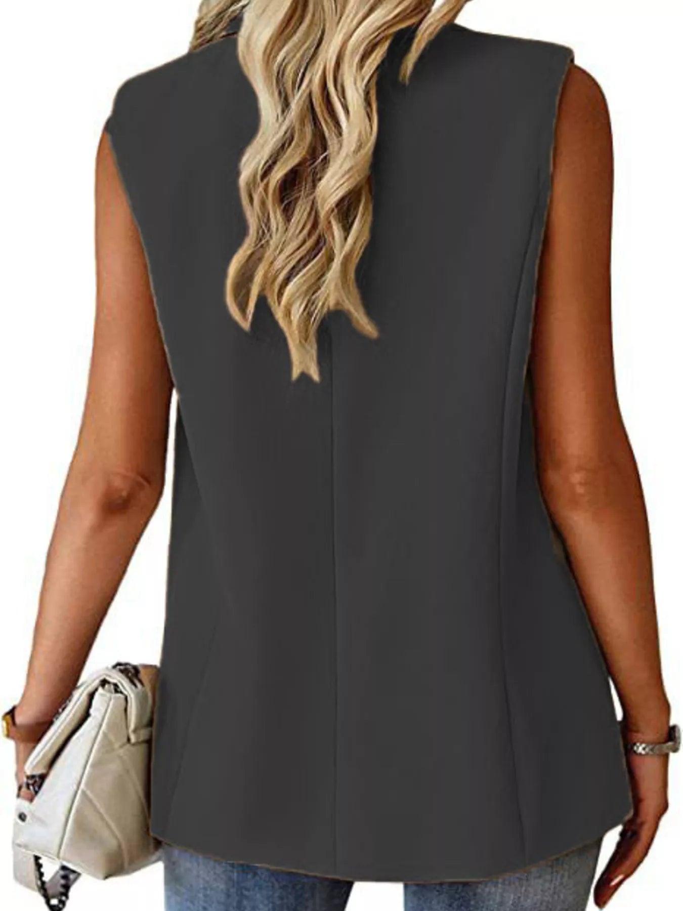 Full Size One Button Lapel Collar Vest Coat Plus Size
