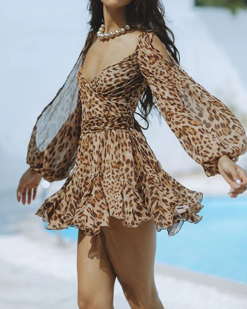 Fashion Leopard Chiffon Dress