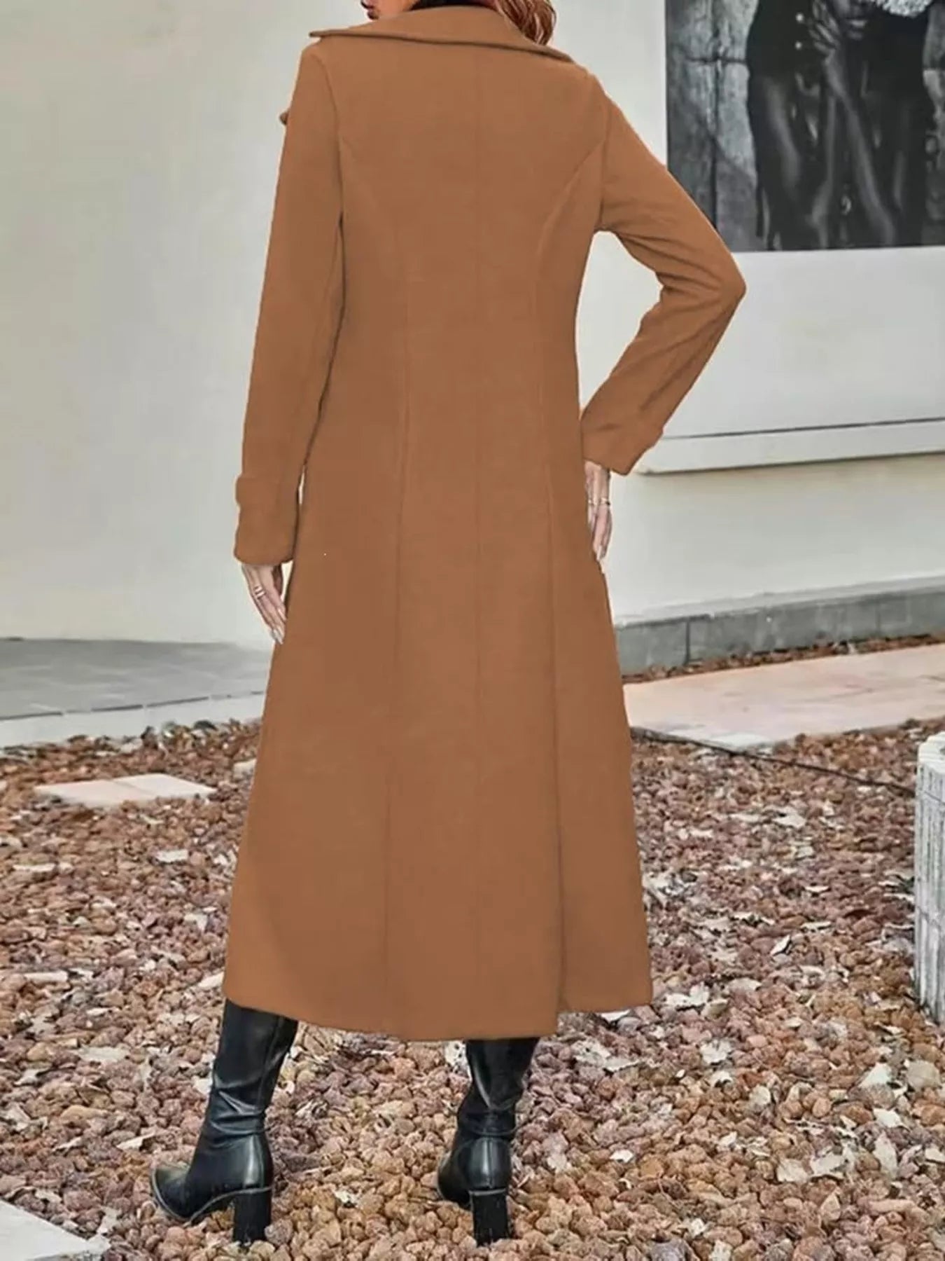 Full Size Double-Breasted Longline Trench Coat Plus Size