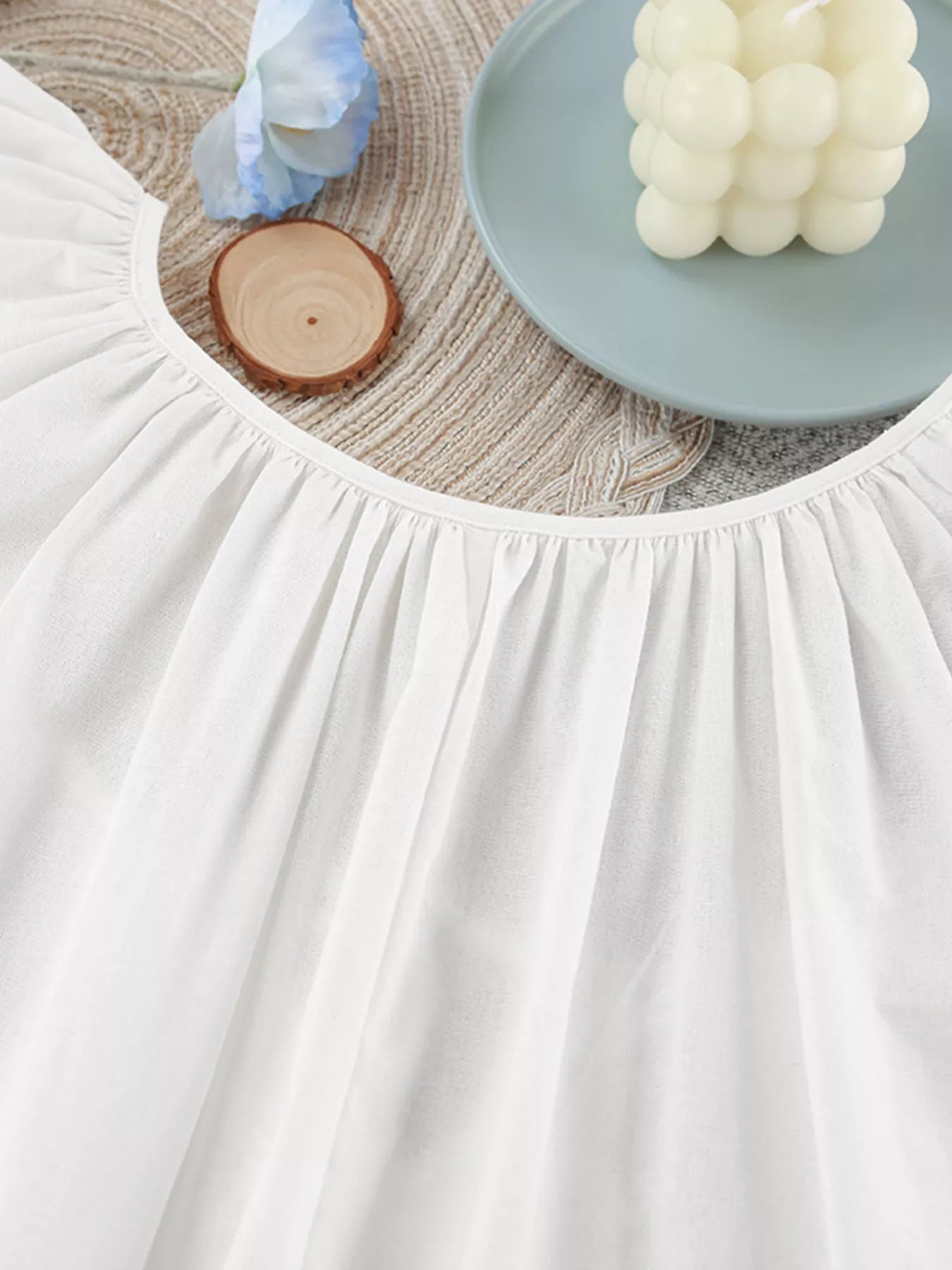 Tie Neck Puff Sleeve Lounge Dress