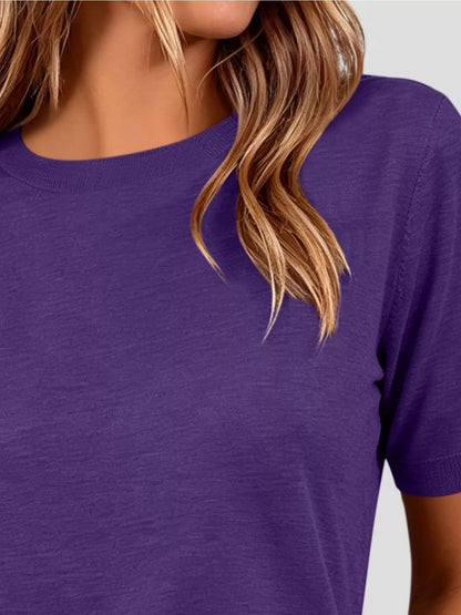 Classic Crew Neck Short Sleeve Knit Top